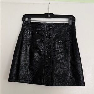 7 For All Mankind Black Patent Leather Mini Skirt